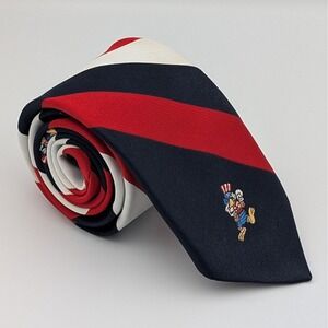 VTG 1981 LA Olympics Tie Patriotic Eagle Uncle Sam Hat Boxing Gloves USA Novelty